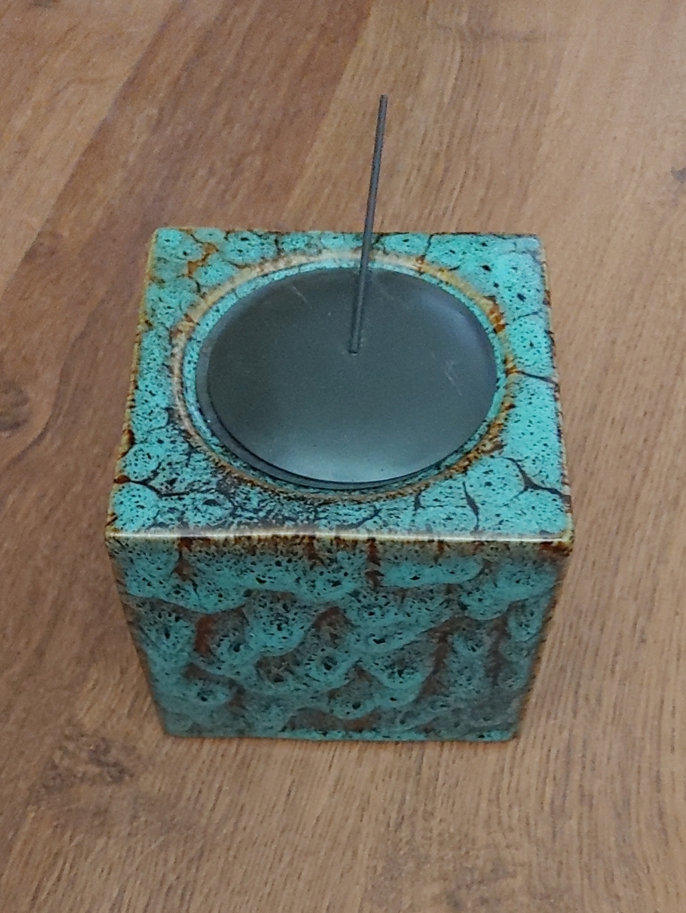 Rare Vintage Turquoise Ceramic Oil Burner